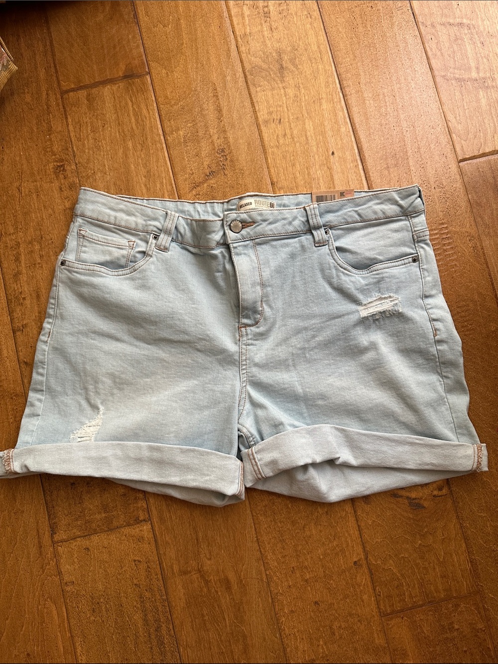 Route 66 Light Blue Rolled-Hem Denim Shorts